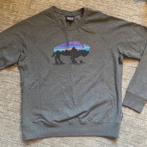 Grey Patagonia Sweatshirt with Bison Graphic